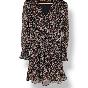 Fraiche by J Ditsy Floral Mini Long Sleeve Dress Women’s M Flirty